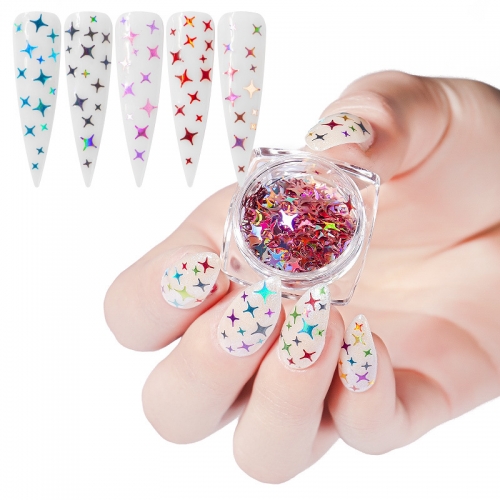 12Colors/set Star Shape Laser Shining Holographic Nail Sequins Glitter
