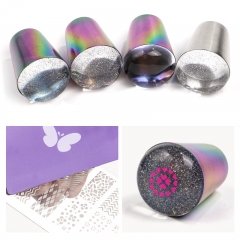 Wholesale Soft Silicon Head Stamping Metal Handle Rainbow DIY Nail Art Stamper