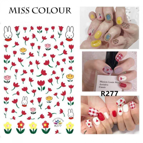 Nail Sticker Set Summer Colorful Fruit Patch Small Fresh Plants Cute 3D Nail Sticker Decals DIY Nail Art 3D Decoration Stickers