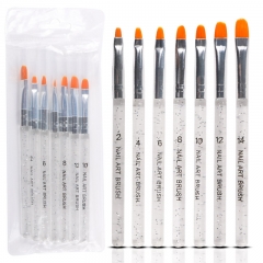 7pcs/set Transparent Acrylic Nail Art Painting Pen Drawing Phototherapy Tools Nail Polish Brush