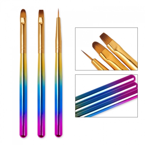 3pcs/set UV Gel Painting Dotting Pen Gradient Handle Nail Brush Liner Acrylic Nail Art Tools 3 Patterns Available