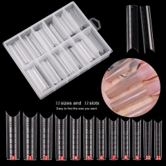 120pcs/set French Fake-nails Lengthening Fingernails Mold Crystal Long Nail Tips Practice Water Pipe Fake Nails With Designs Transparent