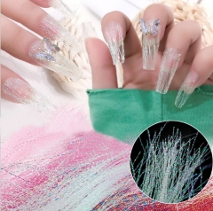 Laser Glitter Mesh Net Line 3D Silk Foils Nails Art Extension Fiberglass Fluorescent Thread Silk