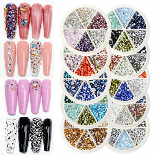 Mixed Colors&Sizes Wheel Nail Art Rhinestones