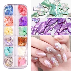 1 Box 3D Natural Shell Flakes Irregular Nail Art Decoration Gradient Broken Shell Slices Nail Glitter Pearl Manicure Accessories