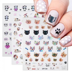 1 Sheet Nail Art 3D Laser Sticker Nail Adhesive Sticker Laser Two-color Cat Dog Head Virgin Cartoon Nail Art Decorations Nail Sticker