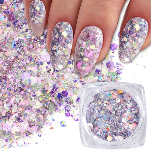 1 Jar Nail Art Sequins Nail Irregular Polygonal Laser Thin Patch