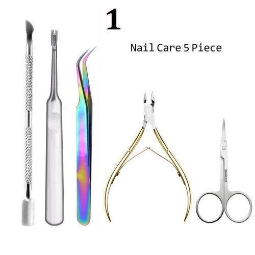 Gel Polish Tool Bag Manicures Nail Clippers Polishing Rubbing Repair Skin Scissors Dust Brush Nail Art Manicure Set Pink