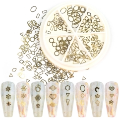 1Box 3D Nail Art Rhinestone Decorations Gold Strass Flower Star Moon Slices Hollow Design DIY Nail Manicure Accessories