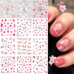 12pcs/set Nail Stickers Decoration Summer Blossom Nail Tips Art Tattoo Polish Gel Butterfly Water Slider For Manicure