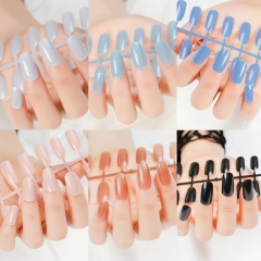 24Pcs/Bag  Detachable DIY Solid Color Short Ballet Nail Patches Wearable Nail Patches