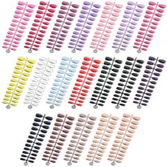 24pcs/set Full Cover Nail Tips for Practice Display Natural False Nail Art Tips Sticks Polish Display Colorful False Nail Tips