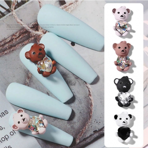 1pcs Cute Bear Rhinestone Stickers for Nails Decorations Fashion Nail Art Accessories for Manicure