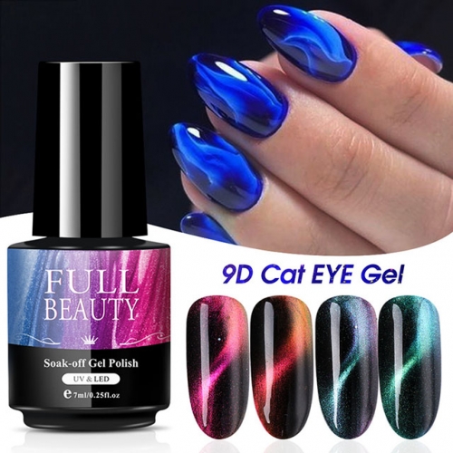 7ml 9D Cat Eye Gel Nail Polish Holographic Chameleon Gel Magnetic Nail Varnish Nail Art Soak Off Gel Manicure Lacquer