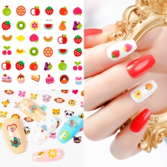 1Pcs Colorful Fruit Butterfly Strawberry Love 3D Adhesive Decorative Applique Nail Sticker