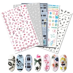 1 Pcs of Nail Art Sticker New F Nail Poster English Alphabet Pink Flower 3D Decal Sticker Simulation Sticker Nail Art