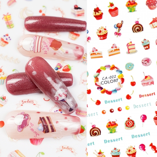 1 Pcs Sweet Summer Candy Ice Cream Juice Cake Fruit Self Adhesive Nail Sticker