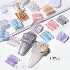 10Pcs/set 6 Model Aurora Small Skirt Pearl Rhinestone Jewelry Charm Nail Jewelry 9X7.5mm Crystal Rhinestones Nail Jewelry Accessory