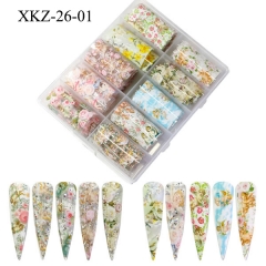 10Rolls/box Angel Floral Slider Wrap Rose Nail Art Decorations Nail Foil Transfer Sticker