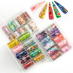 10Rolls/box Spring Flowers Rose Daisy Sakura Butterfly Nail Art Foil Sticker Transfer Nail Foil