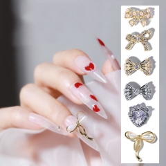 1 Pcs Nail Art Butterfly Jewelry Glitter Nail Zircon Rhinestone Nail Decoration Gemstone Butterfly Nail Alloy Diamond Gold and Silver Bow Jewelry