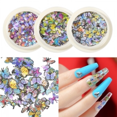 50Pcs/jar  Mixed Simulation Flowers Butterfly Ultra-Thin Nail Art Accessories Wood Pulp Chips