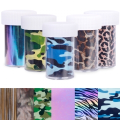 1Roll/set Bottle Starry Sky Nail Art Transfer Paper Laser Camouflage Leopard Designers Nail Foil