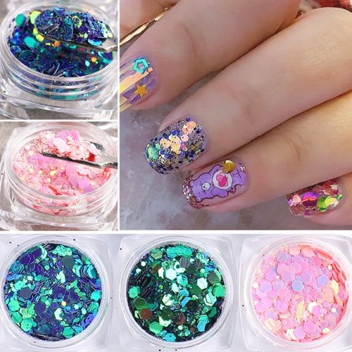 1Pcs Mermaid Hexagon Glitter Sequins For Nail Art AB Chameleon Paillettes Flake UV Gel DIY Manicure Decorations