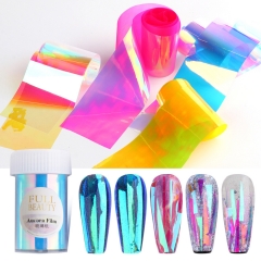 1 Roll/Box Sparkly Broken Glass Nail Foils Paper Transfer Sticker Mirror Aurora Glitter Flake Polish Manicure Slider Wrap