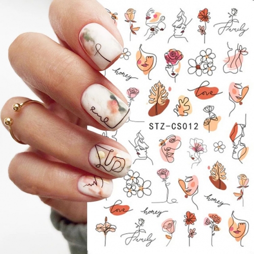 1Pcs Back Glue Nail Decals Summer Fruits Abstract Designs Nail Stickers Decoration For Nail Tips Beauty