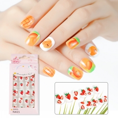 24 Pcs/Set Cute Summer Fruit Solid Color Children Removable Nail Slice Box-Packed