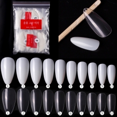 500Pcs/bag Artificial Display Tips Clear Natural Acrylic Ballet  Full Coverage Long Water Drop Almond False Nails 