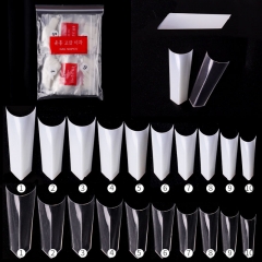 500 Pcs/bag Fake Nail Gradeint Natural UV Gel Salon Acrylic French Nails Short Length Manicure Design Set DIY Tool 