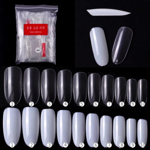 500 pcs/bag Oval Natural And Transparent Color Full Paste And Half Paste Nail Design kit DIY Tools