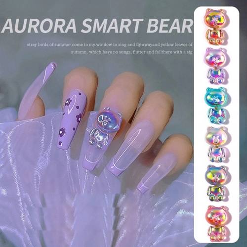 1Pcs Nail Art Accessories Smart Bear Three-dimensional Cartoon Nail Decoration Moveable Finished Bear Diamond