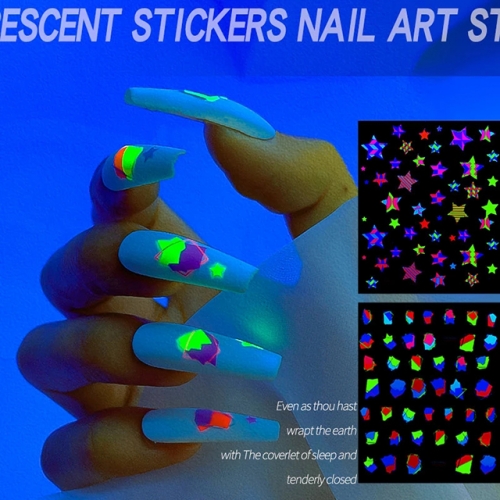  1 Pcs Flower Stickers For Nails Art Decorations Misscheering Fluorescence Bow Nail Sticker For DIY Manicure Design