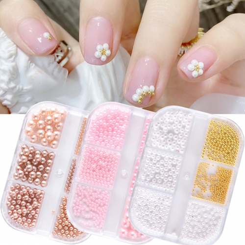 1 Box Mermaid Shimmer Glitter Nail Pearls Art Rhinestone Decoration Nail Charms Gem Alloy Metal Beads UV Gel Accessories