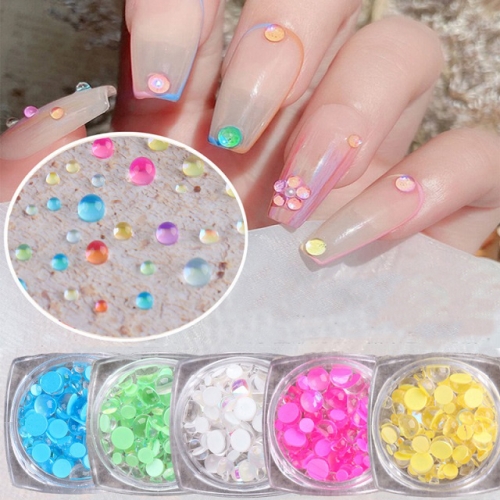 1 Jar New Type Semicircle Colorful Mix Crystal Diamond Glass Decorations Nail Rhinestones