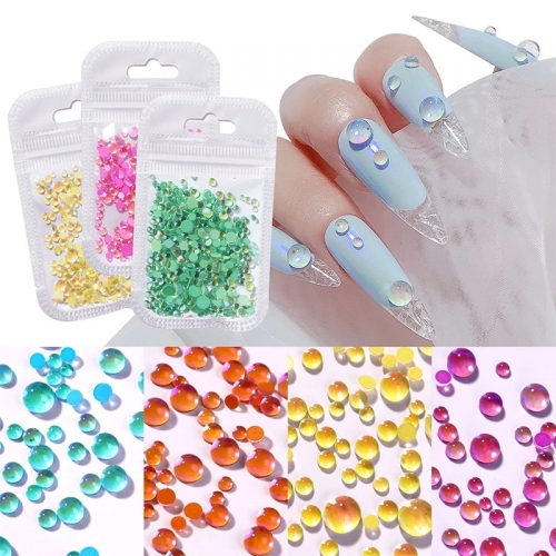 300 Pcs/Bag Aurora Mixed Size Nail Rhinestones For Art Decoration Fashion Flat Bottom Nails Stickers For Manicure