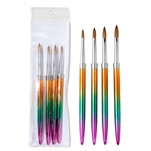 4 Pcs/Bag Colorful Metal Handle Painting Brush Acrylic Set For Art Nail Brush