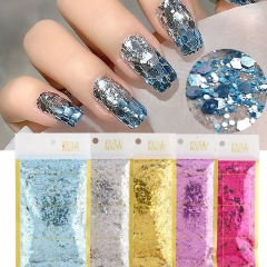 50g/bag Mermaid Glitter Sequin Metal Nail Art Decoration 3D Holo Hexagon Korea Paillette Spangle Charms Manicure Glitters