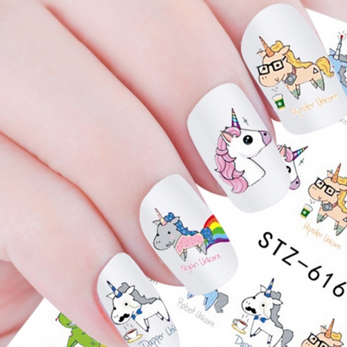 1Pcs Unicorn Nail Water Sticker For Mermaid Rainbow Cartoon Design Slider Nail Art Decal Beauty Foils Decoration