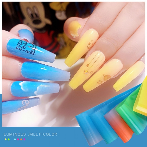 1box Fluorescent Seven Color Stickers Color Fluorescent Starry Sky Paper Nail Decoration Color Fluorescent Nail Sticker