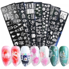 1pcs Nail Stamping Plates Set Christmas Cartoon  Snowflake Geometry Inscription Template Nail Art Stencils