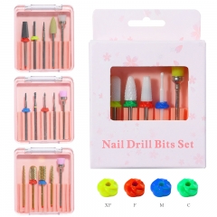 5pcs/set Nail Drill Bit Polishing Head Tungsten Steel Nail Polishing Head Straight Groove Teeth Two-way Nail Removal And Polishing