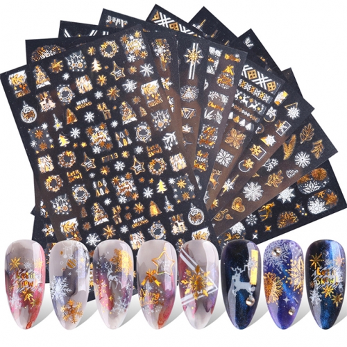 1 pcs 3D Laser Nail Slider Sticker Nail Art Adhesive Decals Manicure Tip