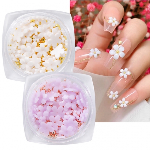 1jar Mixed 3D Flowers Nail Design Nail Art Beads Decoration UV Gel Acrylic Bead Charms Gems Manicure Accessories