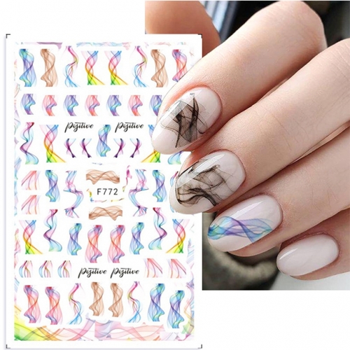 1Pcs 3D Leaf Nail Decals Autumn Manicure Nail Art Abstract Face Stickers