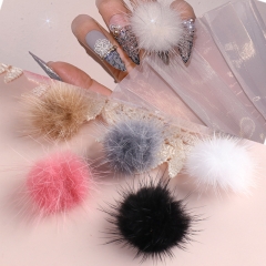 1pcs Hair Pom Pom Balls For Nail Art Detachable Magnetic Balls Plush Manicure Accessories Fluffy Nail Design Kit