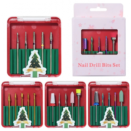 5pcs / set Tungsten Steel Nail Drill Bit Set For Christmas Manicure Fashion Nail Accessories Art Decoration